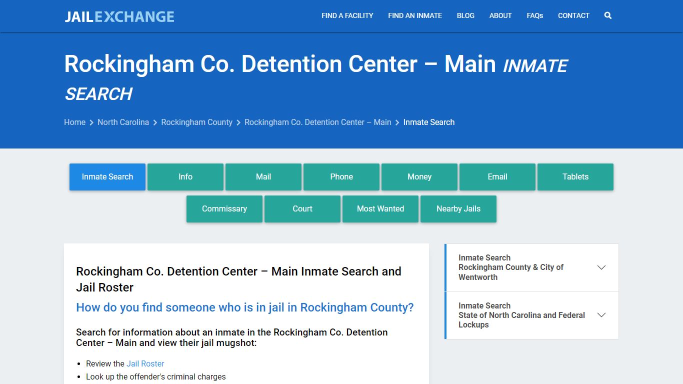 Rockingham Co. Detention Center – Main Inmate Search
