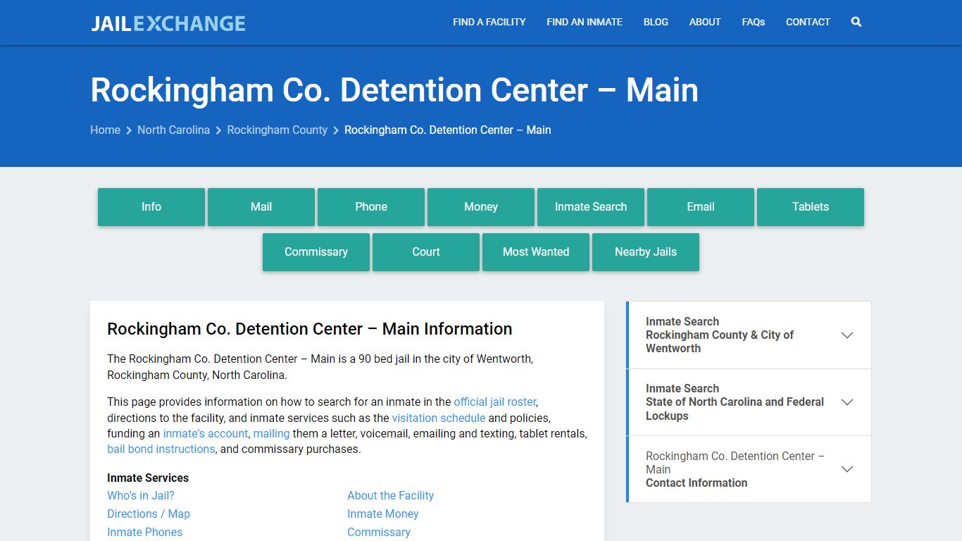 Rockingham Co. Detention Center – Main, NC Inmate Search, Information